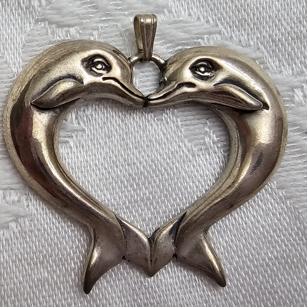 Silver Dolphin Heart Pendant